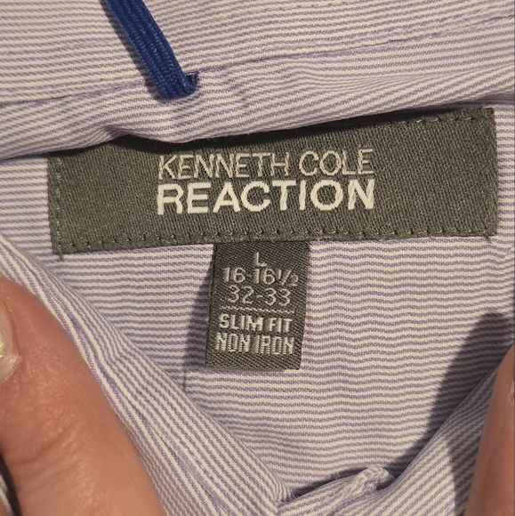 Kenneth Cole Reaction Men's Dress Shirt Lilac Size large 16/16 1/2 32-33 - Picture 2 of 2